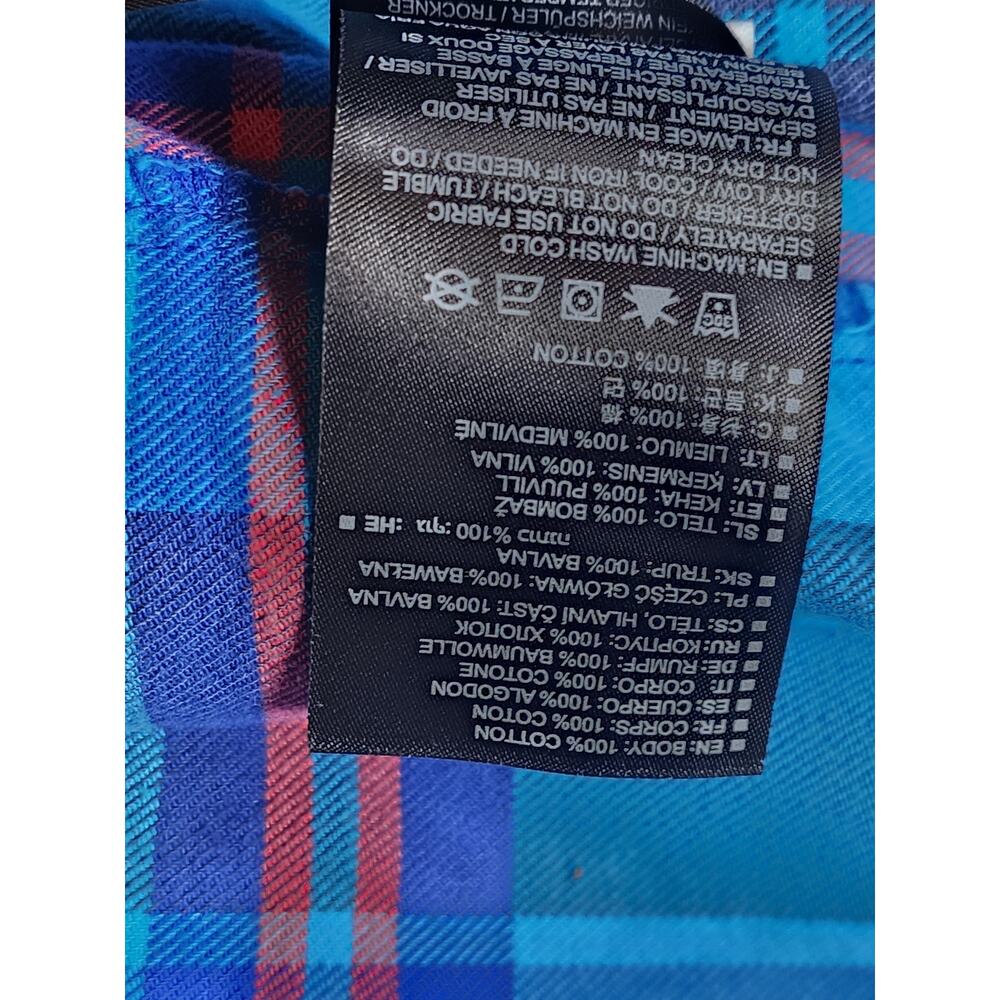 Burton Flannel Shirt Mens Large Blue Plaid Long Sleeve Button Skate Lumberjack - Picture 8 of 12